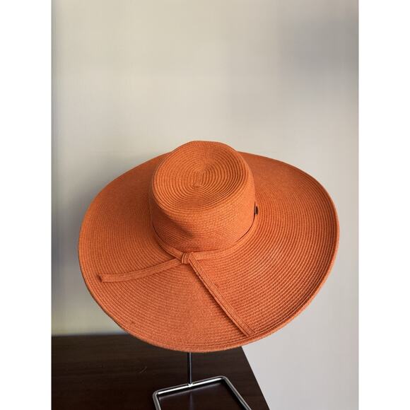 Scale Large Brim Straw Hat Women Summer Sun Hat Orange - Picture 3 of 5